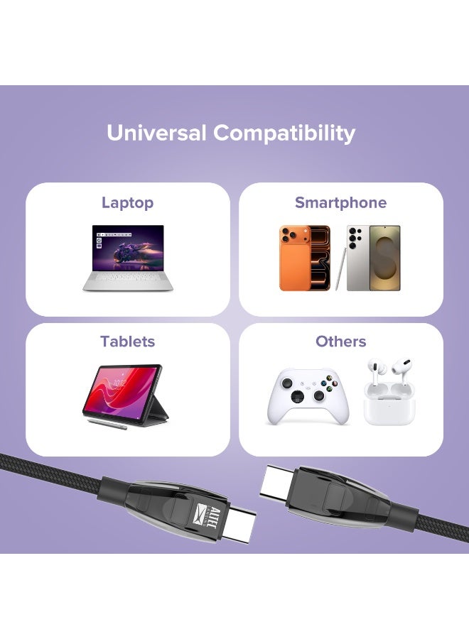 Altec Lansing USB-C Braided Cable 1.2M, 100W Fast Charging, Durable USB C Cable Compatible with Samsung Galaxy, iPhone 15/16/17 Series, iPad Pro, MacBook, Black - Image 4